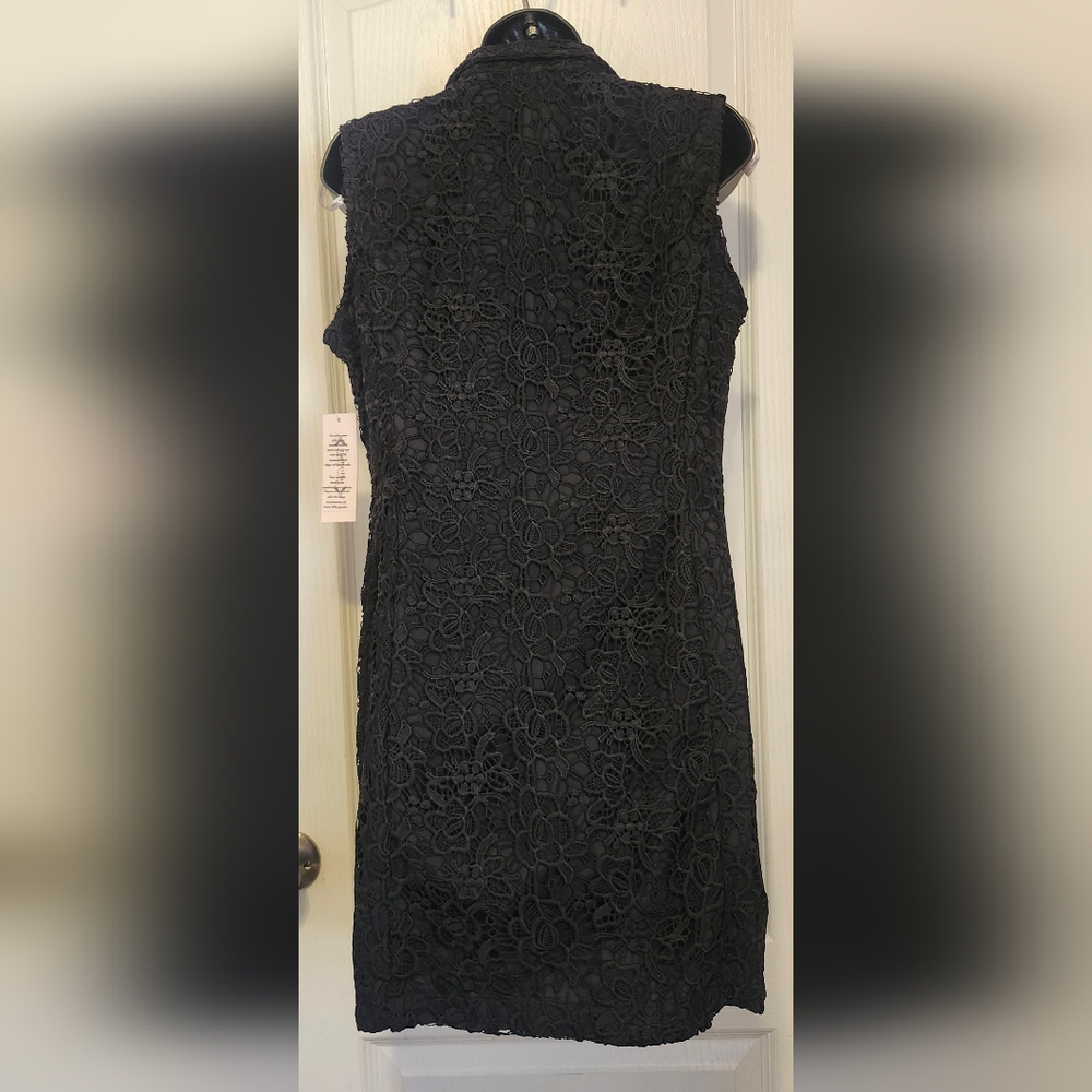 Nanette Lepore Black Lace Sleeveless Long Vest Size Medium NWT - Picture 2 of 4